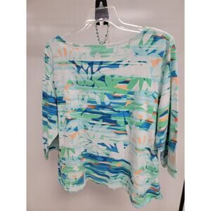Ruby Road Colorful Shirt Size 3X Vacay Artsy with BONUS New Bracelet 225